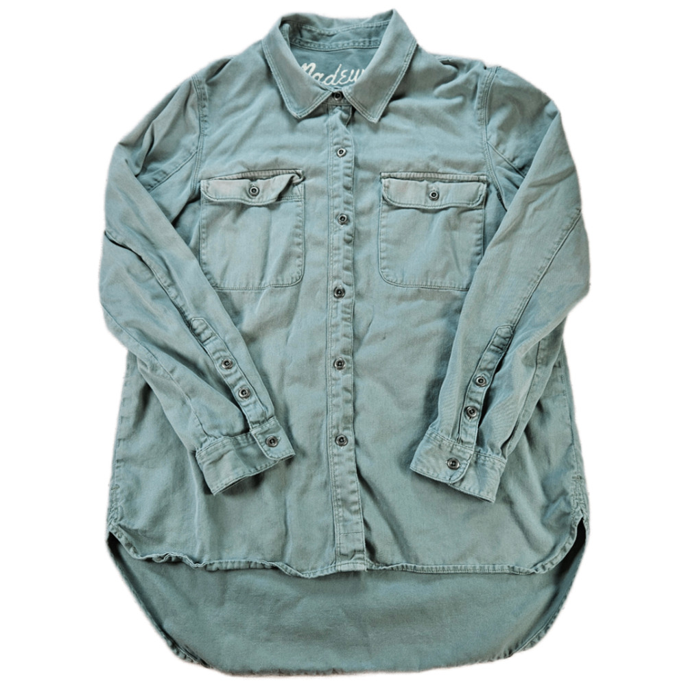 Madewell Casual Button-Down Shirt Women's Green Small Cotton Utility